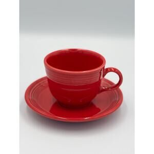 Fiesta by Homer Laughlin Teacup and Saucer Set - Scarlet Red